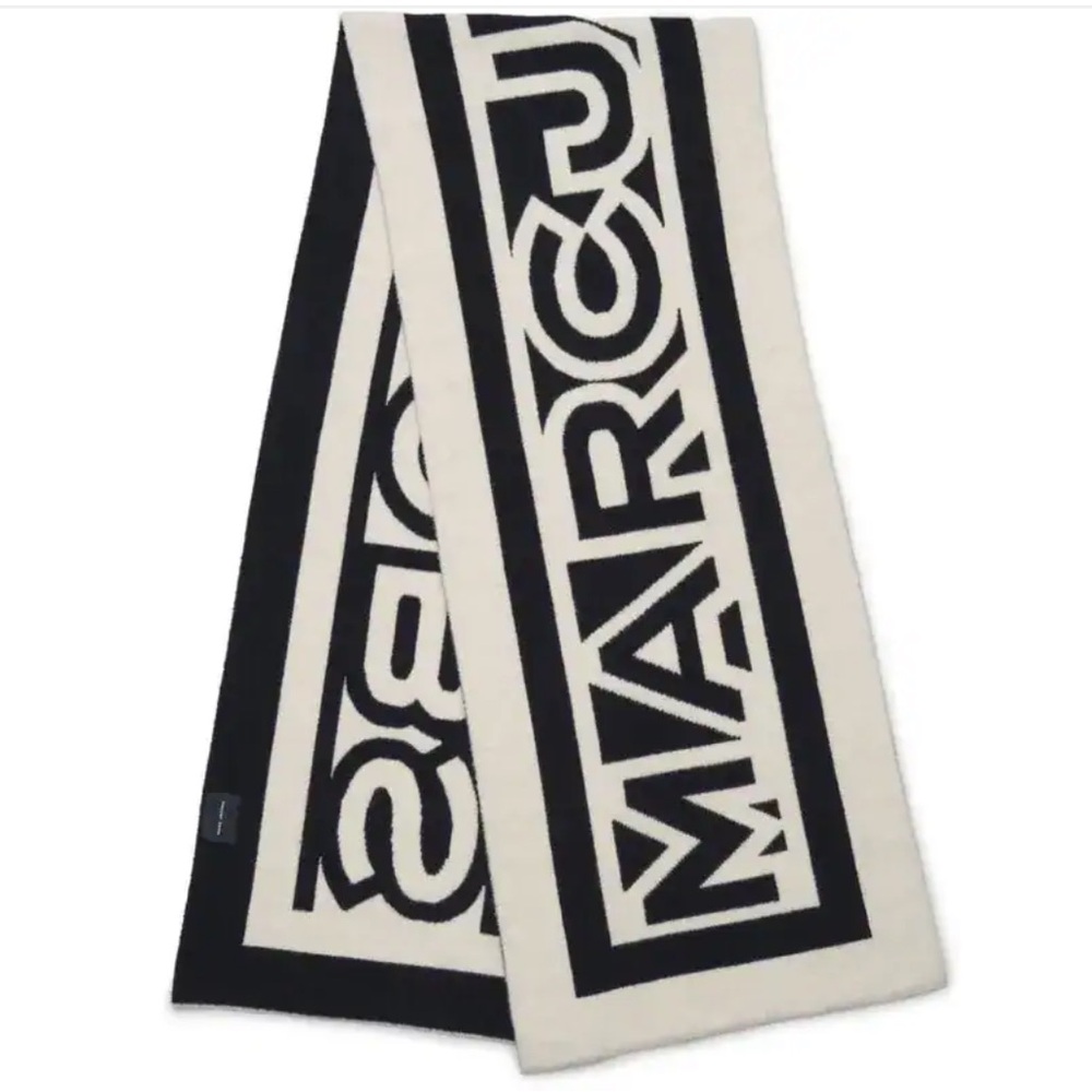 NWT Marc Jacobs Flock Logo Stripe Scarf
